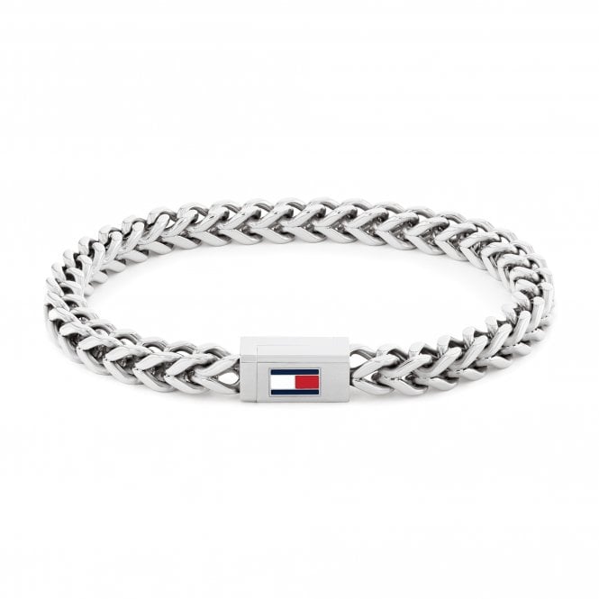 Tommy Hilfiger Mens BRAIDED METAL Stainless Steel Herringbone Bracelet 2790647