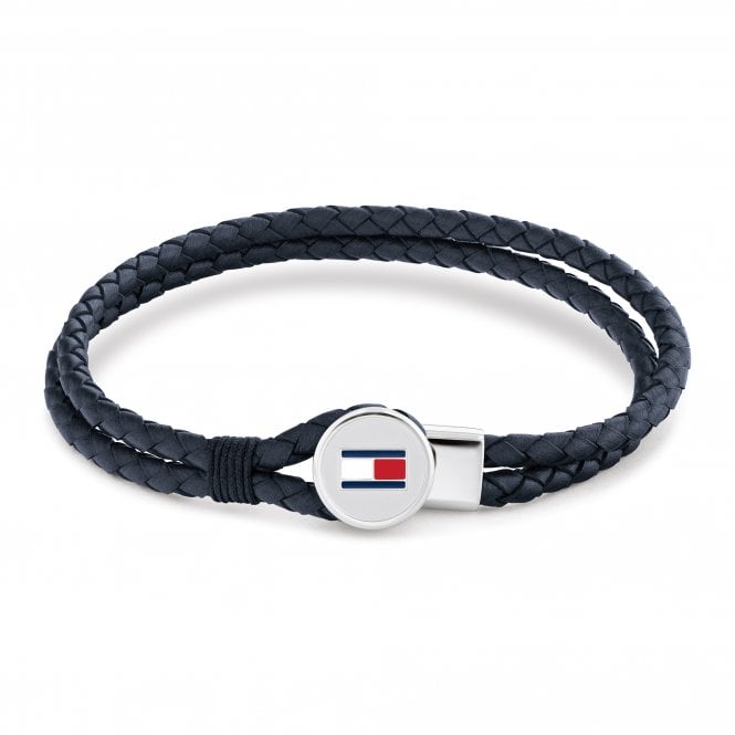 Tommy Hilfiger Mens BRUCE Blue Cable Strand Leather Bracelet 2790656
