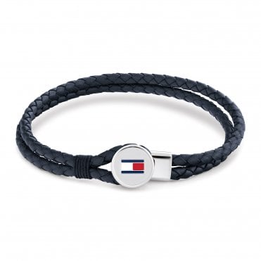 Mens BRUCE Blue Cable Strand Leather Bracelet 2790656