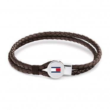 Mens BRUCE Brown Cable Strand Leather Bracelet 2790655