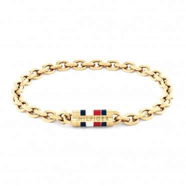 Mens BRUCE Gold Plated Diamond Cut Belcher Bracelet 2790653
