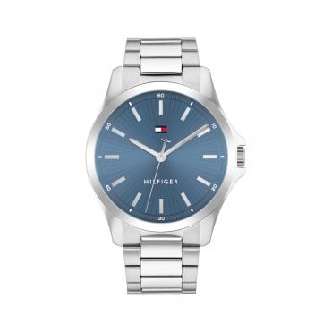 Mens BRUCE Round Blue Dial Stainless Steel Bracelet Watch 1710670