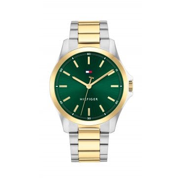 Mens BRUCE Round Green Dial 2 Colour Bracelet Watch 1792192