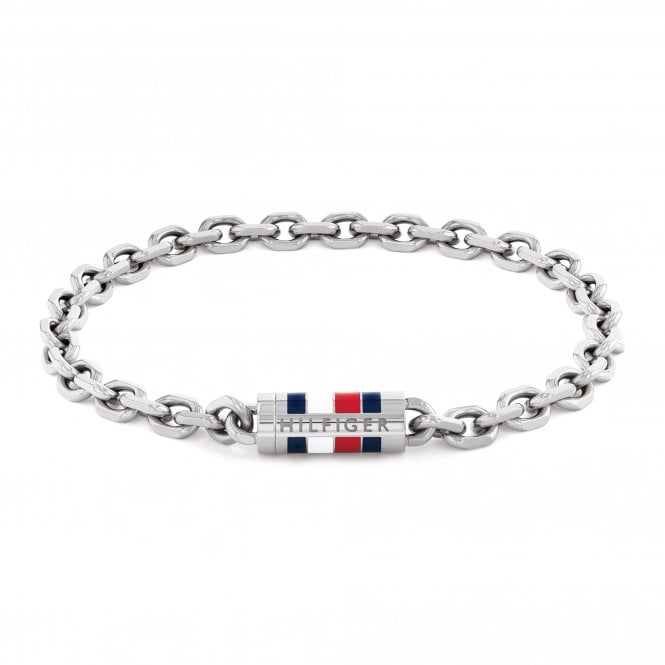 Tommy Hilfiger Mens BRUCE Stainless Steel Diamond Cut Belcher Bracelet 2790652