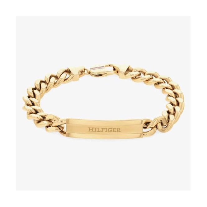 Tommy Hilfiger Mens CLASH Gold Plated ID Curb Bracelet 2790580