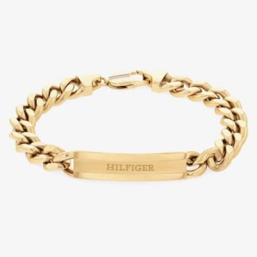 Mens CLASH Gold Plated ID Curb Bracelet 2790580