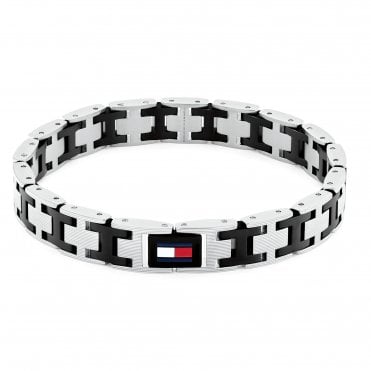 Mens H LINK Two Tone Black IP & Stainless Steel Bracelet 2790684