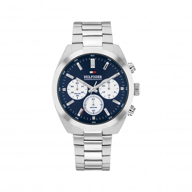 Tommy Hilfiger Mens HUDSON Round Blue Chronograph Dial Stainless Steel Bracelet Watch 1710722