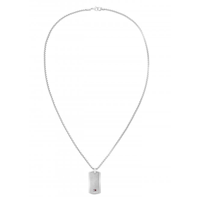 Tommy Hilfiger Mens JAMESON Stainless Steel Dog Tag & Box Chain 2790627