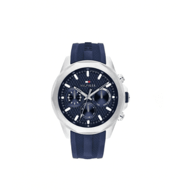 Mens LARS Round Blue Chronograph Dial Blue Silicone Strap Watch 1710649
