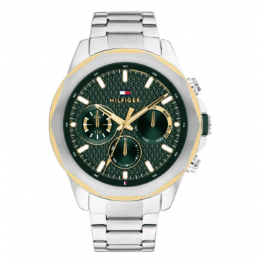 Mens LARS Round Green Dial Stainless Steel Bracelet Watch 1710651