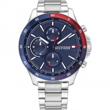 Mens Navy Chronograph Dial Pepsi Bezel Stainless Steel Bracelet Watch 1791718