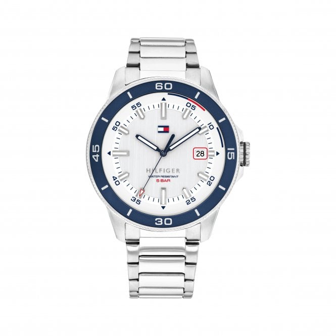 Tommy Hilfiger Mens REMY Round White Dial Stainless Steel Bracelet Watch 1792227