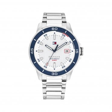 Mens REMY Round White Dial Stainless Steel Bracelet Watch 1792227