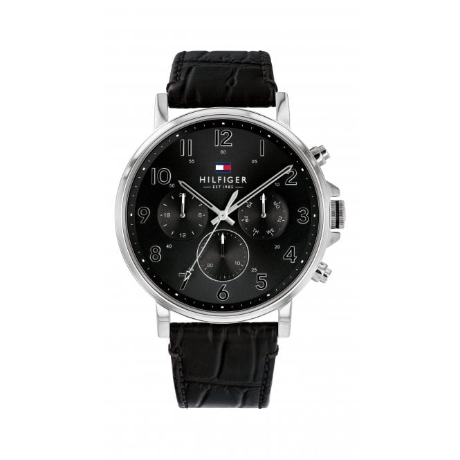 Tommy Hilfiger Mens Round Black Chronograph Dial Black Strap Watch 1710381