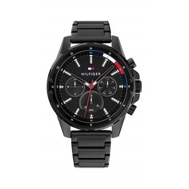 Mens Round Black Chronograph Dial With Black IP Bracelet Watch 1791935