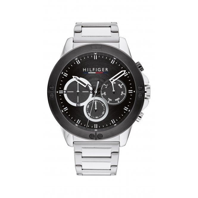 Tommy Hilfiger Mens Round Black Chronograph Dial With Stainless Steel Bracelet Watch 1791890