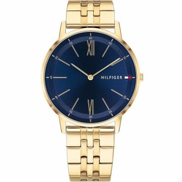 Mens Round Blue Dial Gold Plated Bracelet Watch 1791513