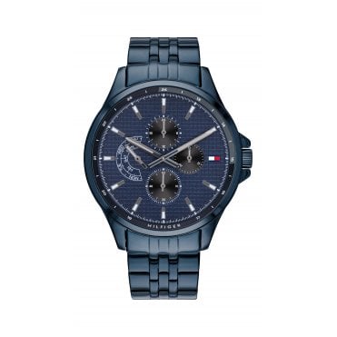 Mens Round Blue Multi Dial Blue IP Bracelet Watch 1791618