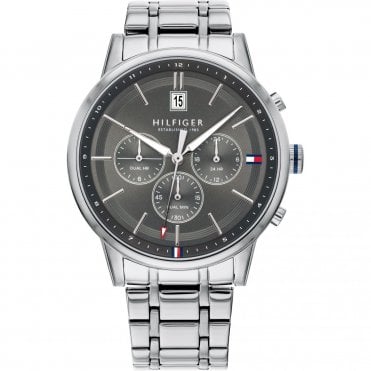 Mens Round Charcoal Multi Dial Stainless Steel Bracelet Watch 1791632