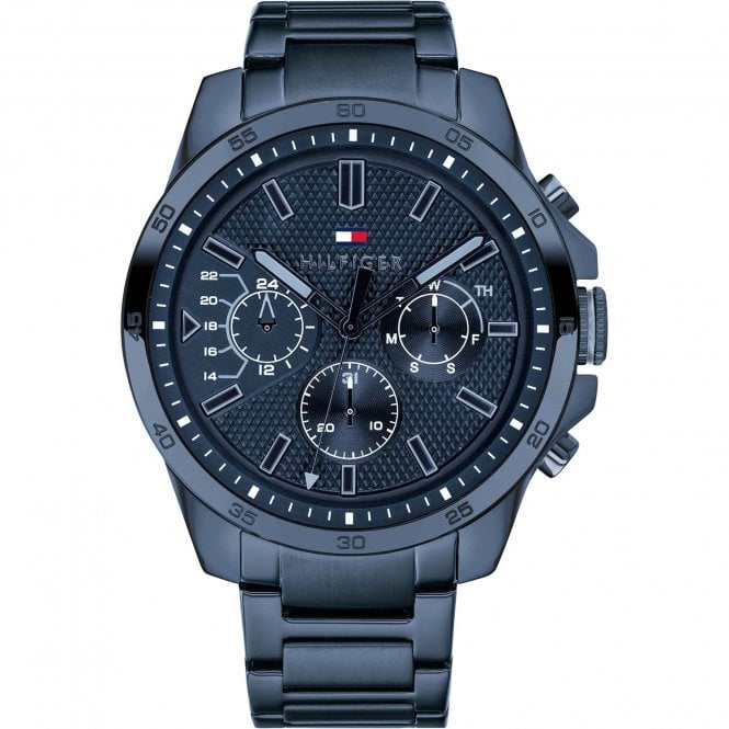 Tommy Hilfiger Mens Round Navy Multi Dial and Navy IP Stainless Steel Bracelet Watch 1791560