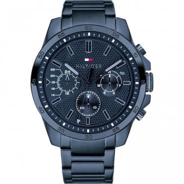 Mens Round Navy Multi Dial and Navy IP Stainless Steel Bracelet Watch 1791560