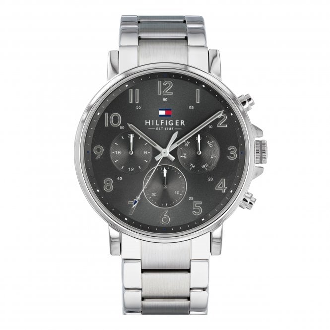 Tommy Hilfiger Mens Round Silver Chronograph Dial Stainless Steel Bracelet Watch 1710382