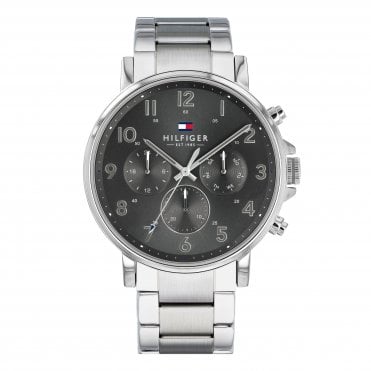 Mens Round Silver Chronograph Dial Stainless Steel Bracelet Watch 1710382