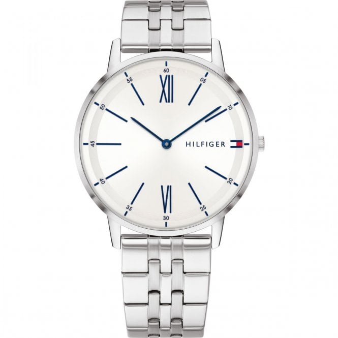 Tommy Hilfiger Mens Round White Dial Stainless Steel Bracelet Watch 1791511