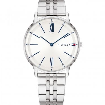 Mens Round White Dial Stainless Steel Bracelet Watch 1791511