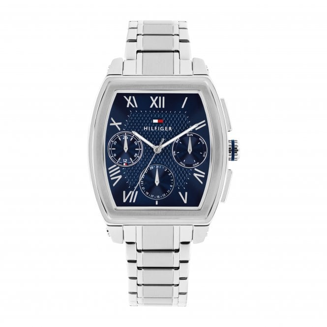 Tommy Hilfiger Mens TH OXFORD Blue Cushion Dial Stainless Steel Bracelet Watch 1710763