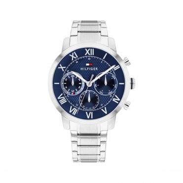 Mens TH OXFORD Round Blue Chronograph Dial Stainless Steel Bracelet Watch 1710728