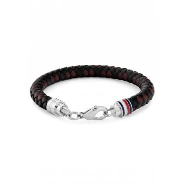 Mens TYSON Black & Brown Braided Leather Bracelet 2790632