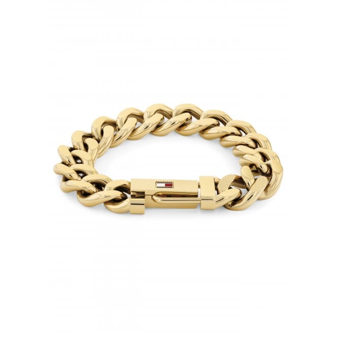 Tommy Hilfiger Mens Wild Gold Plated Heavy Curb Bracelet 2790638