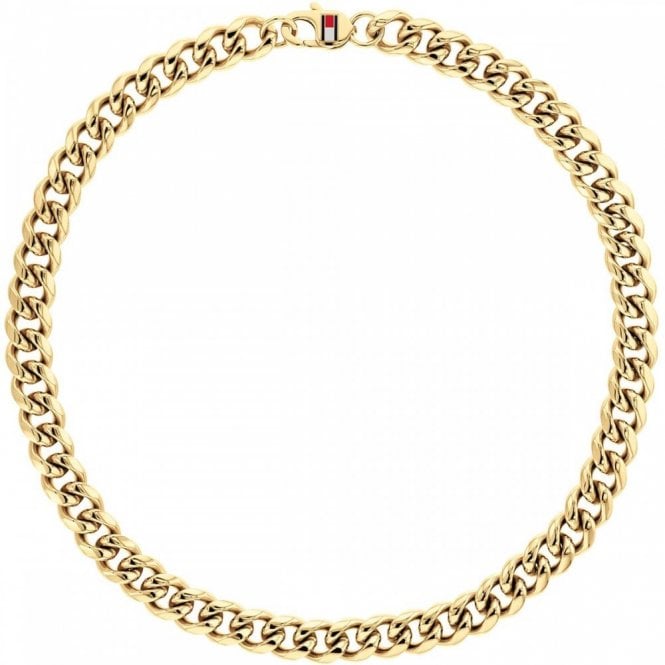 Tommy Hilfiger Mens WILD Gold Plated Hug Curb Necklet 2790605