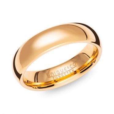 Tungsten 6mm Gold IP Plated Ring Size V 1/4