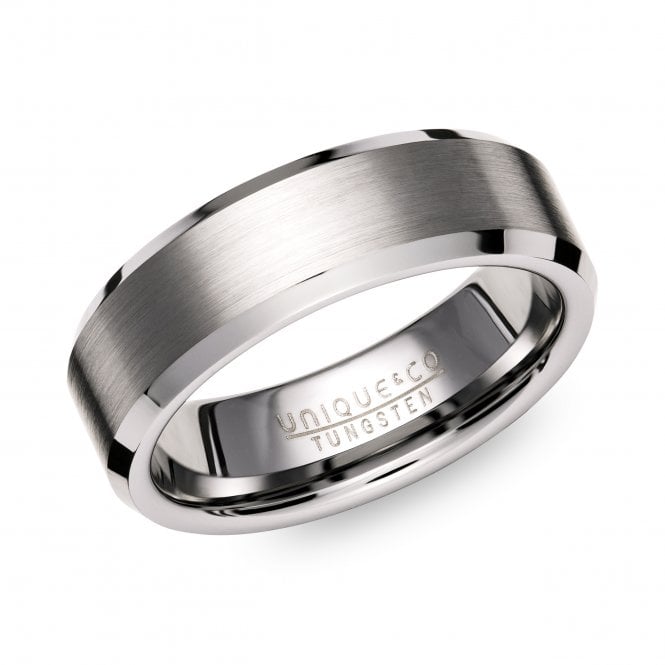 Unique & Co Tungsten 7mm Polished/Matt Ring Size T 3/4