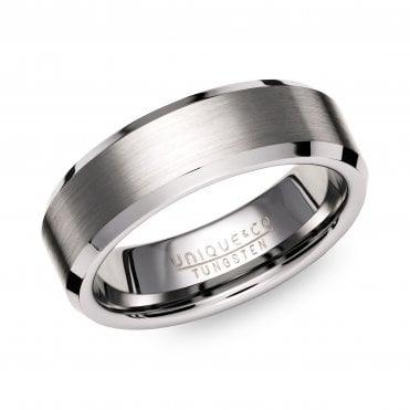 Tungsten 7mm Polished/Matt Ring Size T 3/4