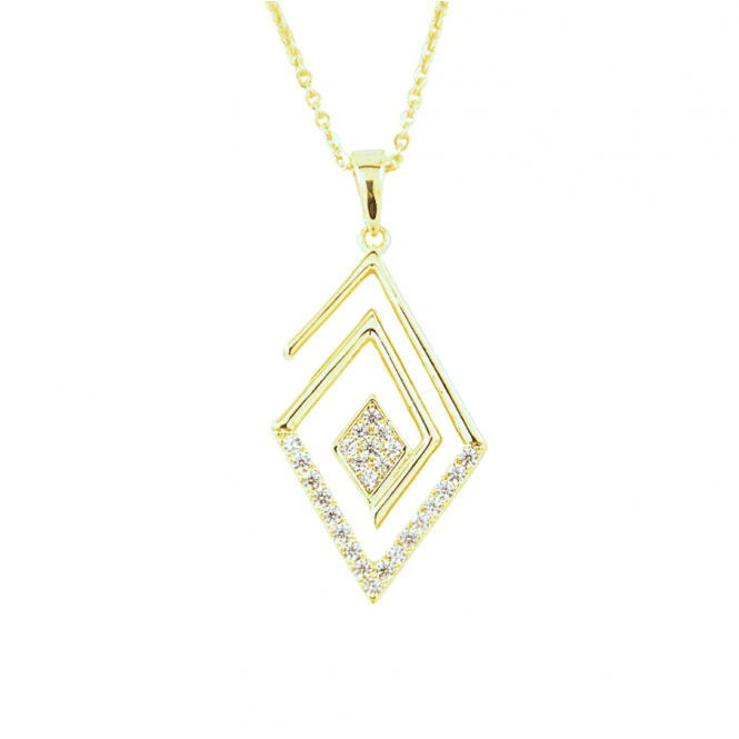 VIP Gold Plated Crystal Abstract Pendant & Chain