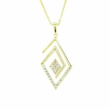 Gold Plated Crystal Abstract Pendant & Chain