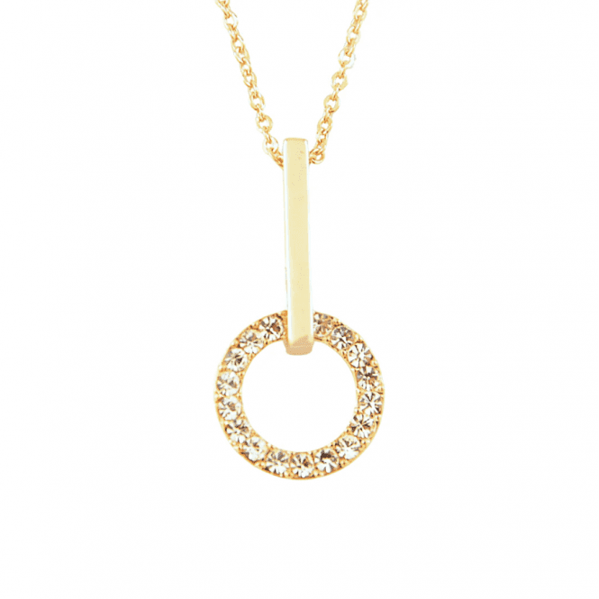 VIP Gold Plated Crystal Circle Drop Pendant & Chain