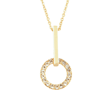 Gold Plated Crystal Circle Drop Pendant & Chain