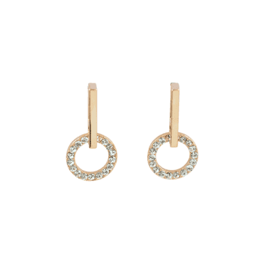 Gold Plated Crystal Drop Circle Stud Earrings