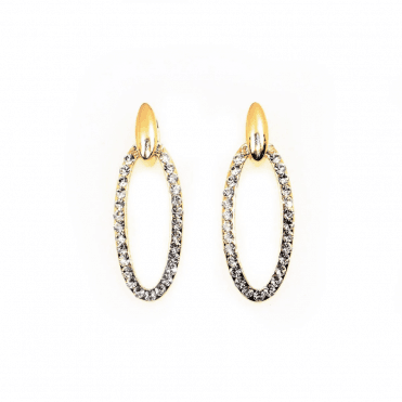 Gold Plated Crystal Oval Drop Earrings