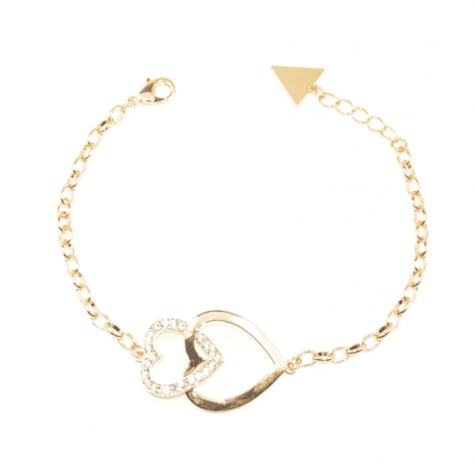 VIP Gold Plated Double Crystal Heart Link Bracelet