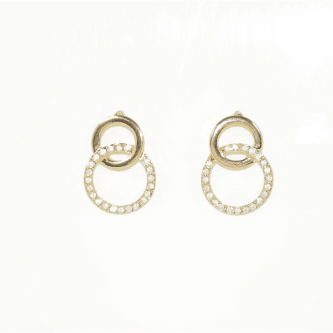 VIP Gold Plated Double Open Crystal Circles Stud Earrings