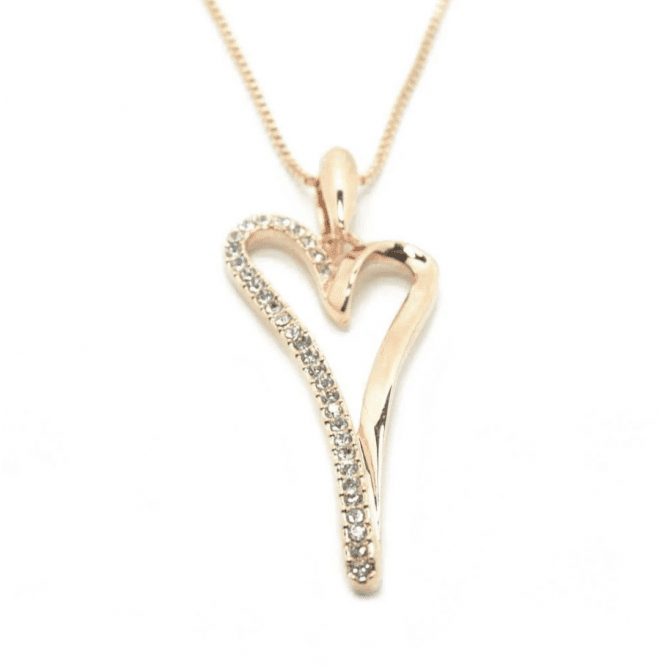 VIP Gold Plated Open Crystal Heart Pendant & Chain
