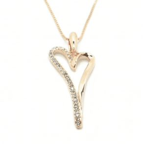 Gold Plated Open Crystal Heart Pendant & Chain
