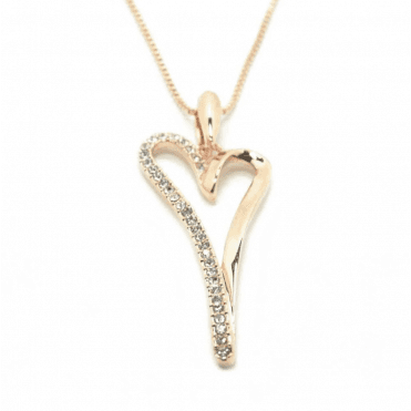 Gold Plated Open Crystal Heart Pendant & Chain
