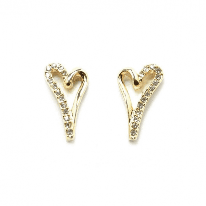 VIP Gold Plated Open Crystal Heart Stud Earrings